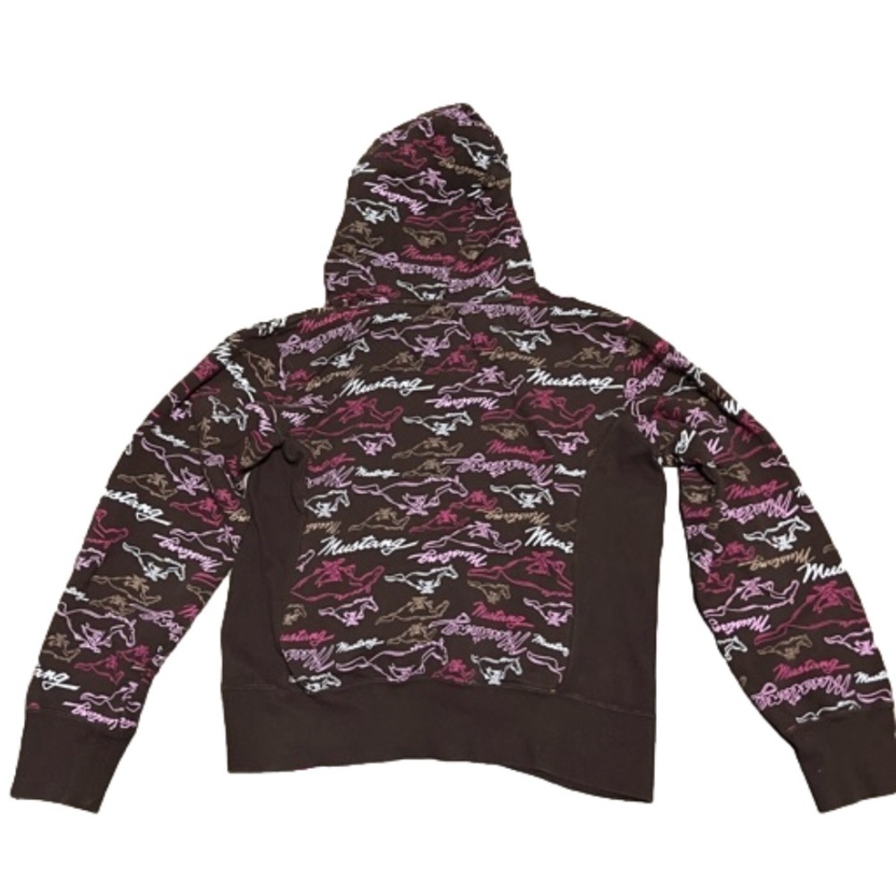 Ford Mustang Brown Pullover Logo & Horses Cotton Polyester Lining Junior Size L - Picture 6 of 9